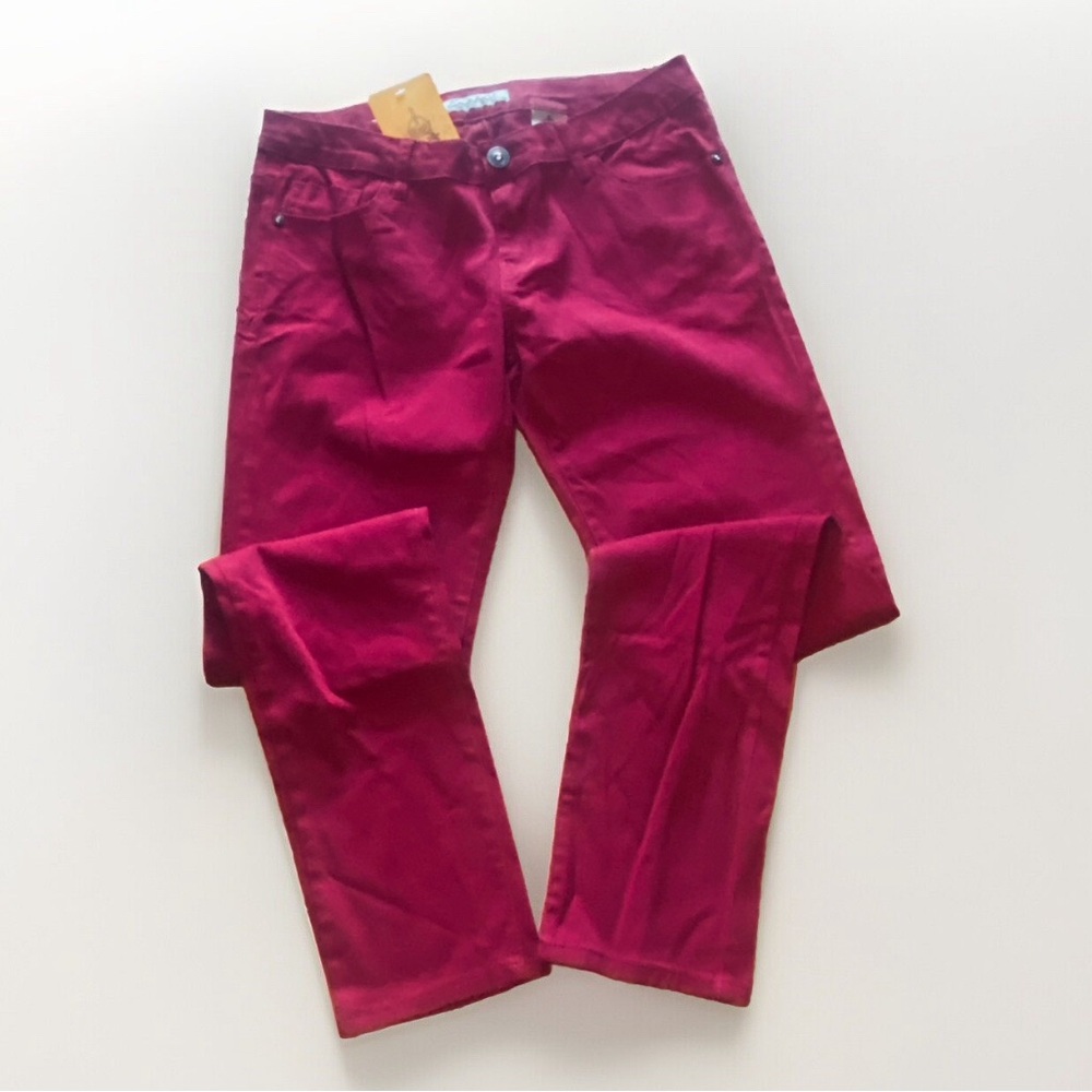 New Women Jeans Emperial Premium Denim Burgundy Low Rise Skinny Size 11